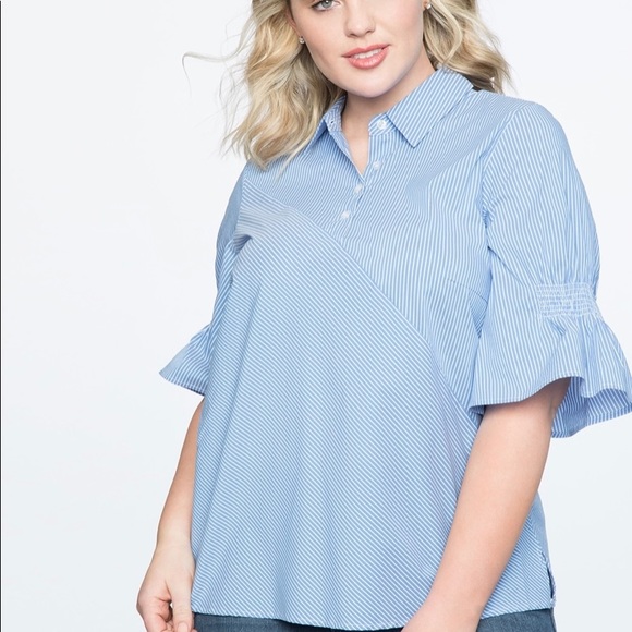 NWOT Eloquii Flutter Sleeve Striped Top - Picture 7 of 9